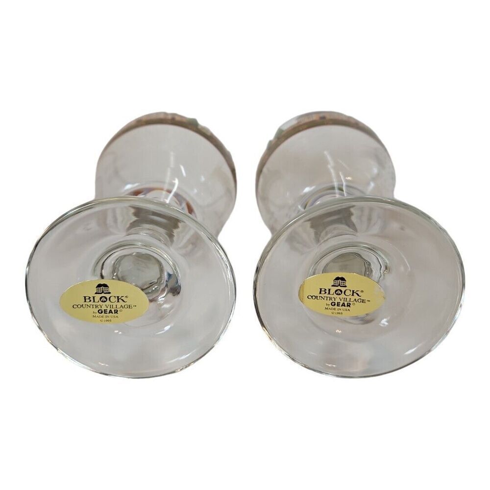 Block Country Village By Gear Farmhouse Sceen Water Goblets Glasses Set Of 2 - Picture 6 of 7